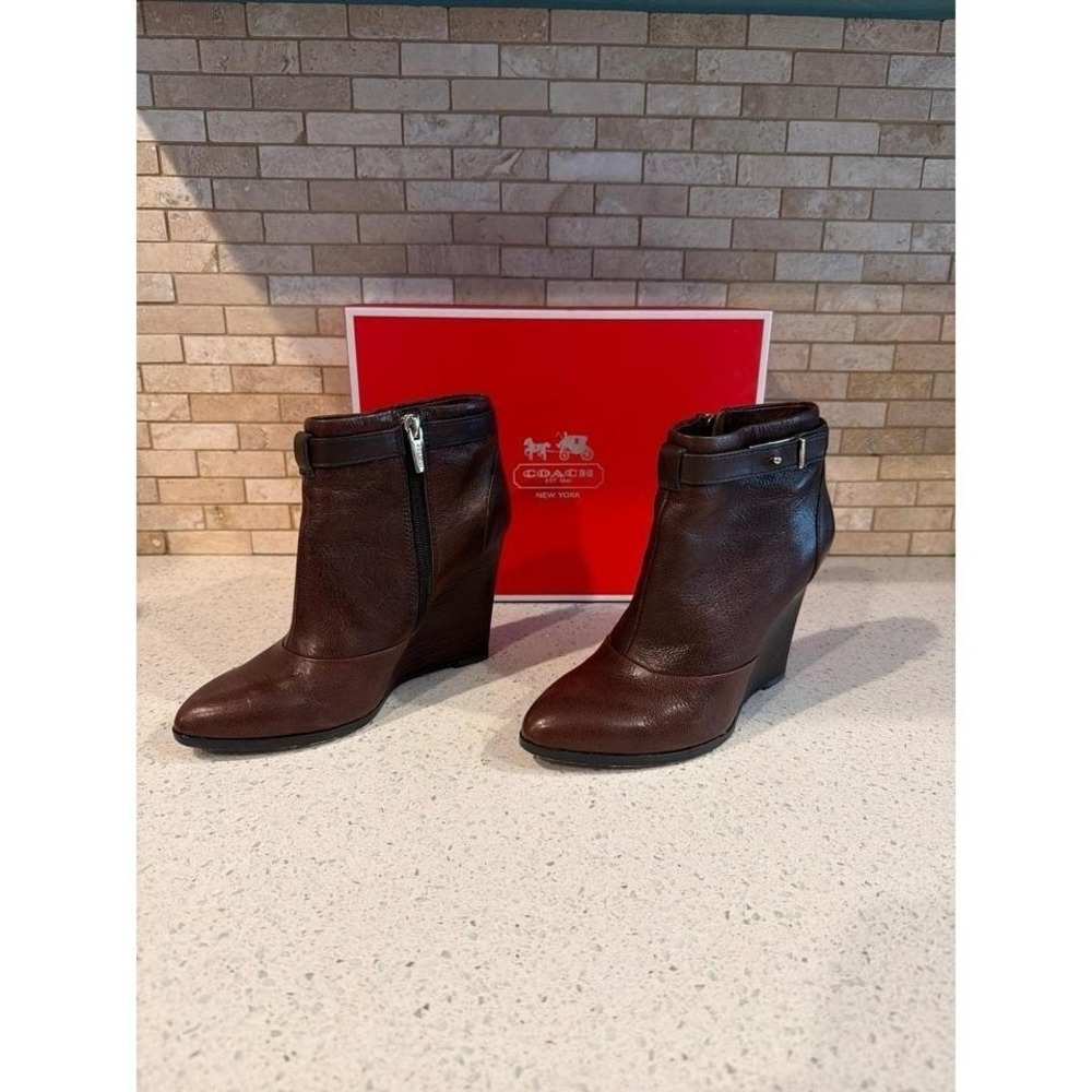 Coach‎ Melody Wedge Booties Brown Womens 6.5